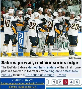 Sabres pull ahead by one