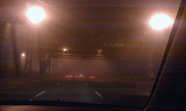soupy fog near the Burlington Skyway