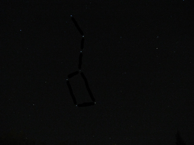 No meteors. Plenty of constellations. (Yes I did the Dipper outline. :P)