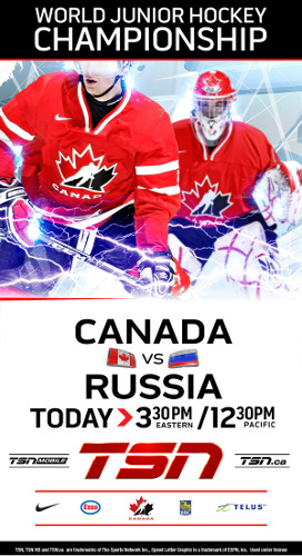 Canada starts with a 6-3 win over Russia! GO CANADA!