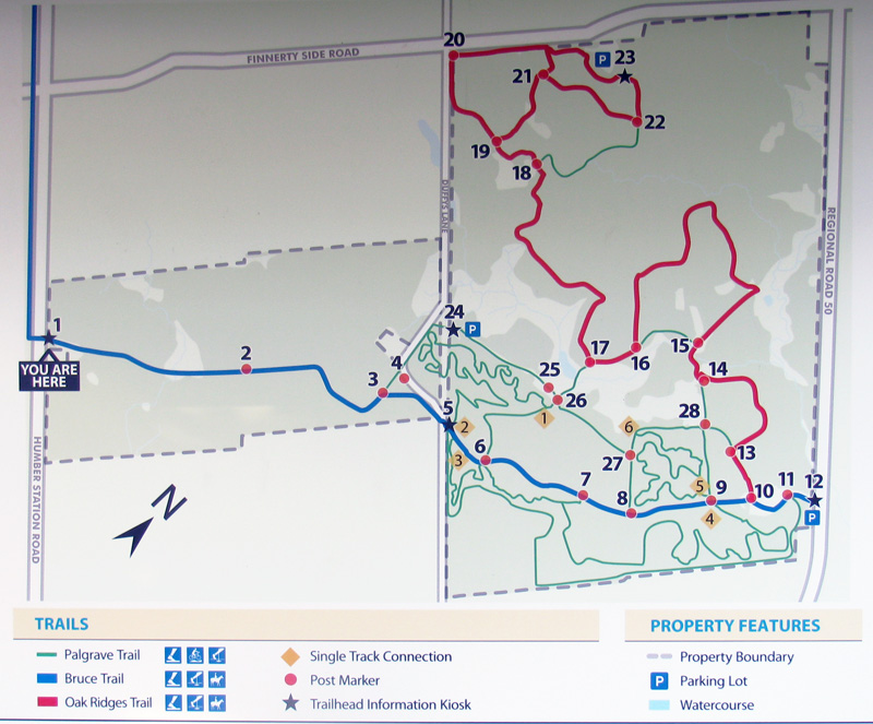 Hiking map for Palgrave forest