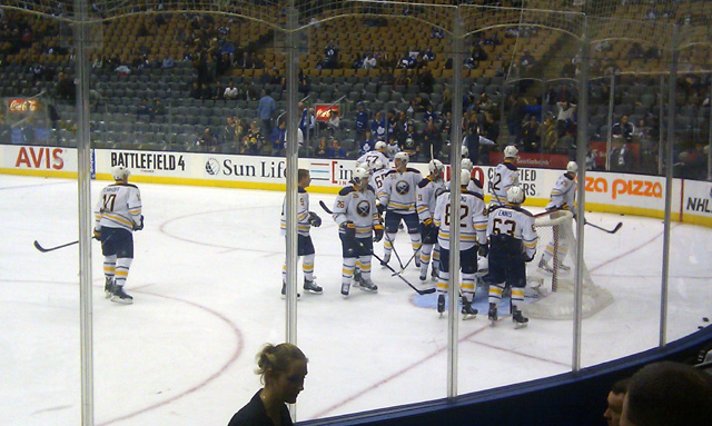 Sabres pre-game rush the crease...