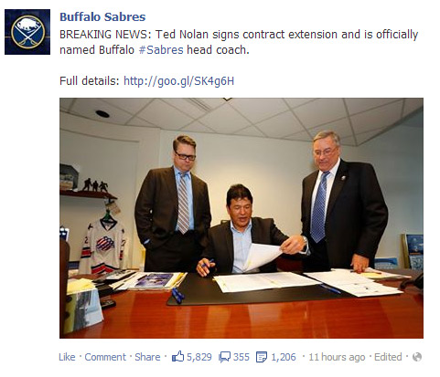 Nolan signs for three years as Sabres coach!