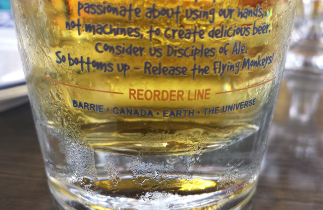 Lots of glasses have a ‘fill line’ but this one has the more important ‘reorder line’. 🙂
