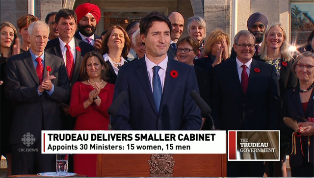 Trudeau’s first day on the job as PM