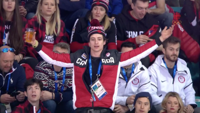 Skater Scott Moir showing show outrage with another penalty call against Canada