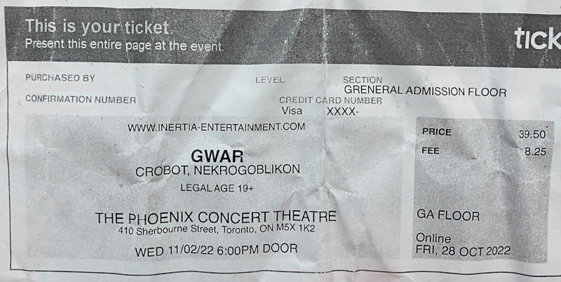 Printed ticket